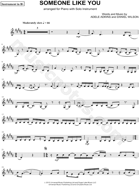Someone Like You - Bb Instrument
