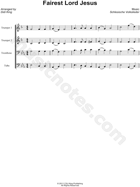 Fairest Lord Jesus - Score (Brass Quartet)