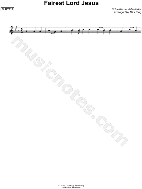 Fairest Lord Jesus - Flute 3 (Flute Quartet)