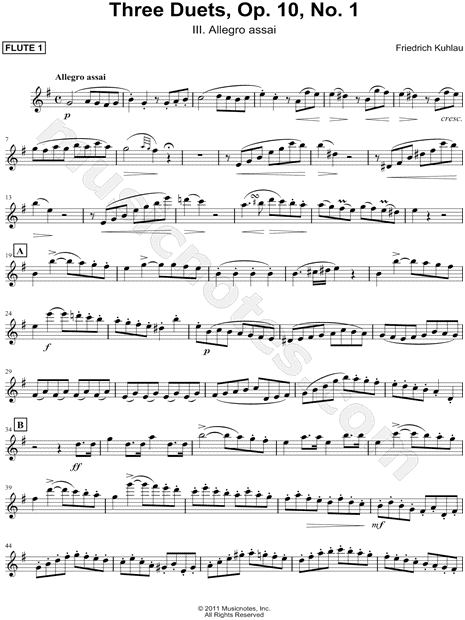 Three Duets, Op. 10, No. 1: III. Allegro Assai - Flute 1