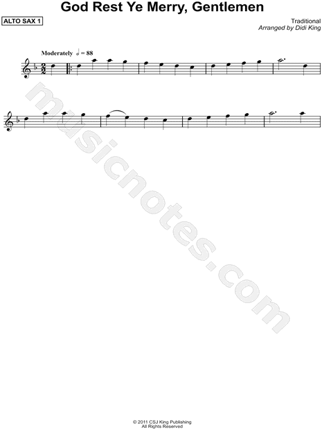 God Rest Ye Merry, Gentlemen - Alto Saxophone 1 (Saxophone Quartet)