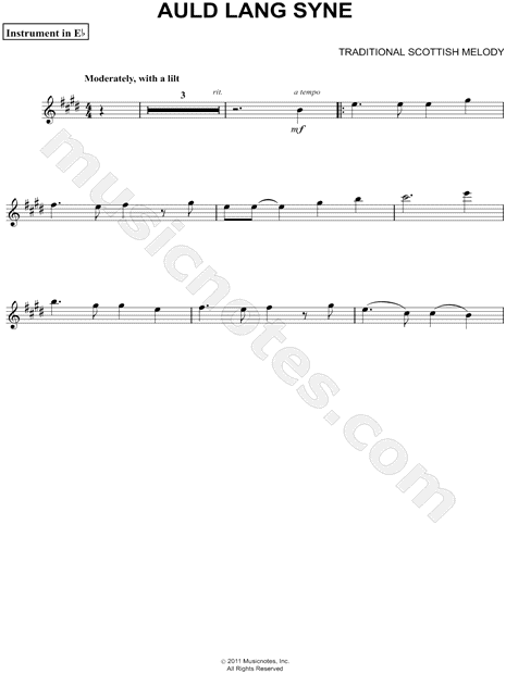 Auld Lang Syne - Eb Instrument