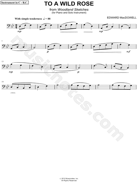 To a Wild Rose - Bass Clef Instrument