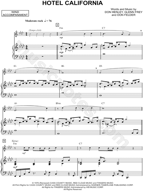 Hotel California - Piano Accompaniment (Winds)