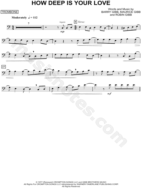 How Deep Is Your Love - Trombone