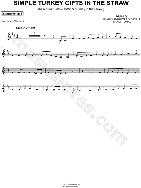 Simple Turkey Gifts In the Straw - F Instrument