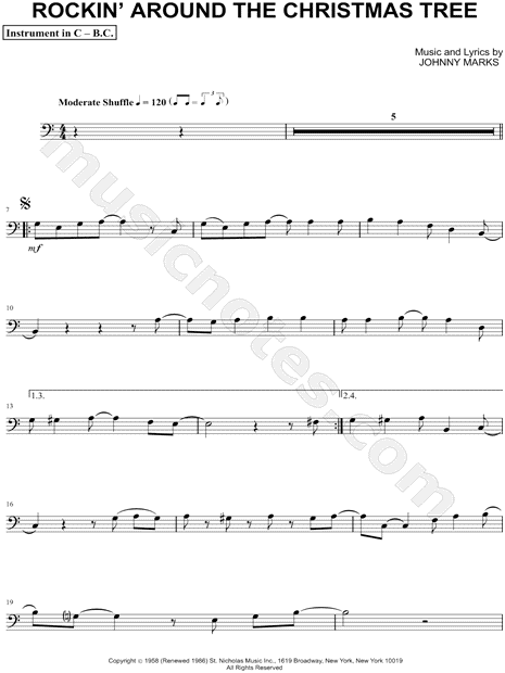 Rockin' Around the Christmas Tree - Bass Clef Instrument