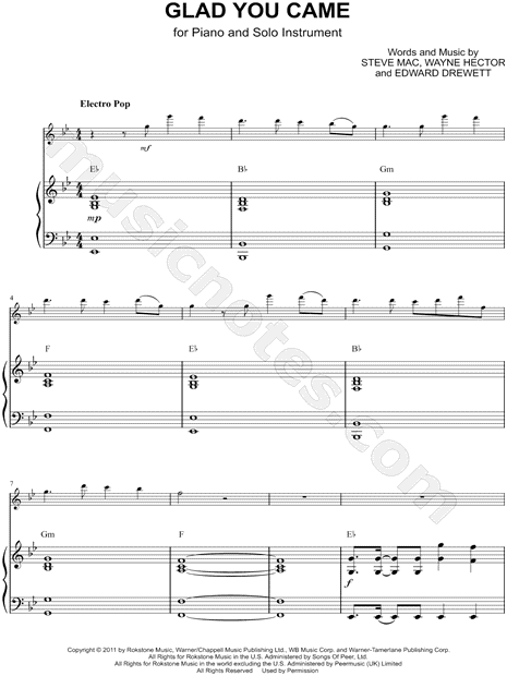 Glad You Came - Piano Accompaniment