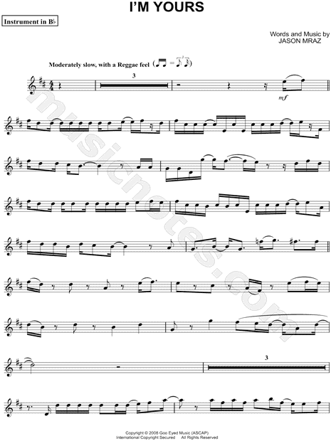 I'm Yours - Bb Instrument