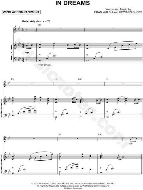 In Dreams - Piano Accompaniment (Winds)