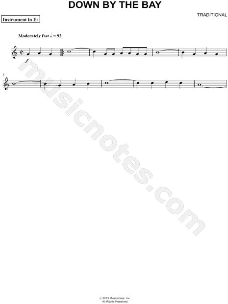 Down by the Bay - Eb Instrument