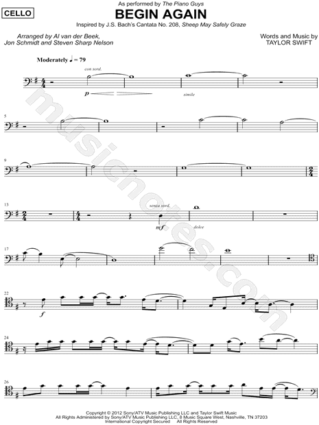 Begin Again - Cello part