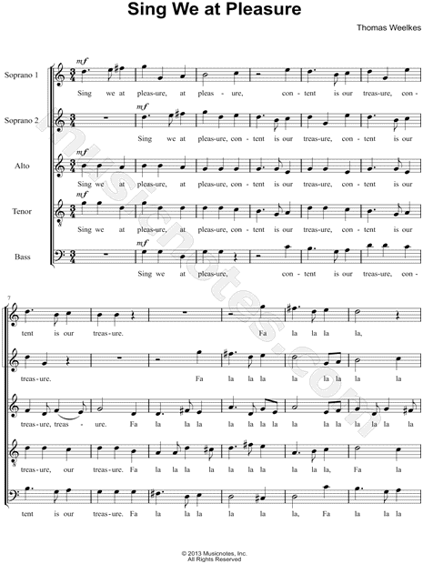 Sing We At Pleasure