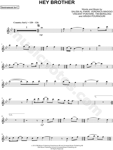 Hey Brother - C Instrument