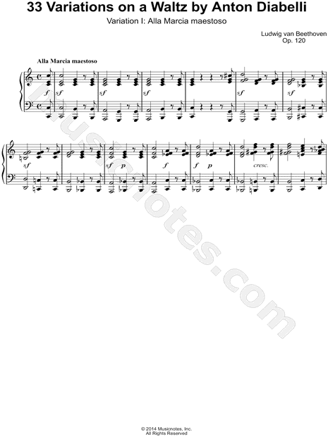 33 Variations on a Waltz By Anton Diabelli, Variation I: Alla Marcia maestoso