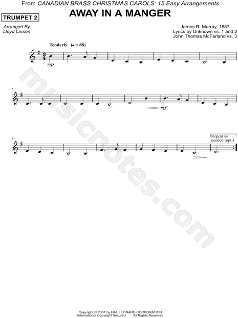 Away in a Manger - Trumpet 2 (Brass Quintet)