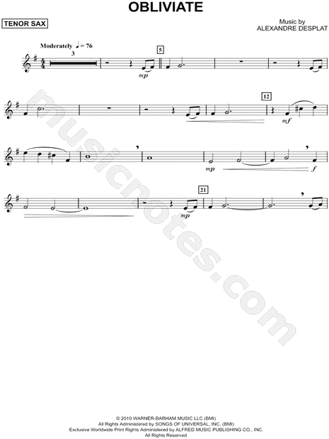 Obliviate - Tenor Saxophone