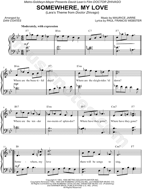 Somewhere, My Love (Lara's Theme from Doctor Zhivago)