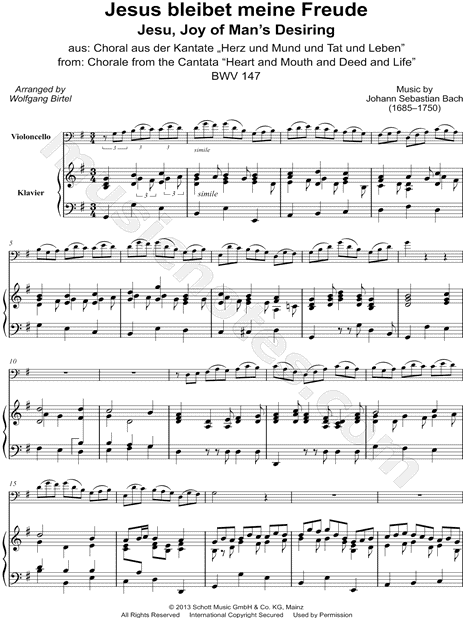 Jesu, Joy of Man's Desiring - Cello & Piano