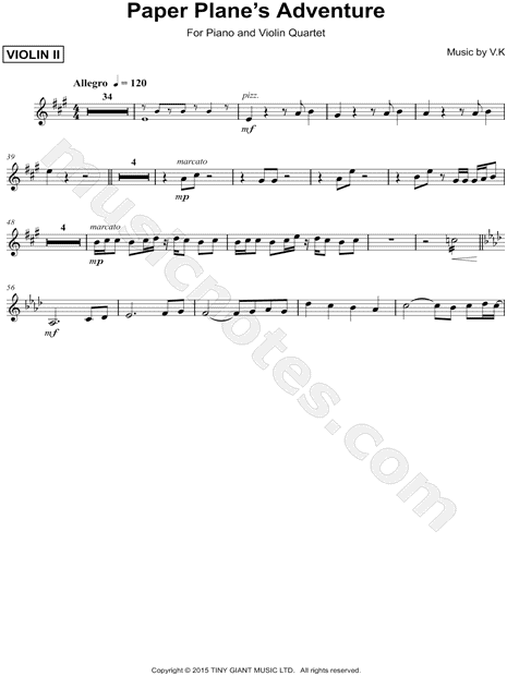 Paper Plane's Adventure - Violin 2