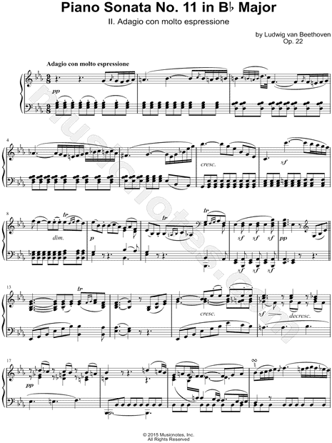 Piano Sonata No. 11 in Bb Major, Op. 22: II. Adagio con molto espressione