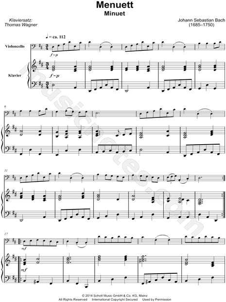 Minuet No. 2 from Notebook for Anna Magdalena Bach - Cello & Piano