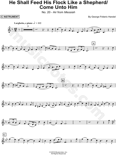 Messiah, No. 20: He Shall Feed His Flock Like a Shepherd - C Instrument