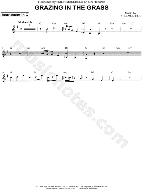Grazing in the Grass - C Instrument
