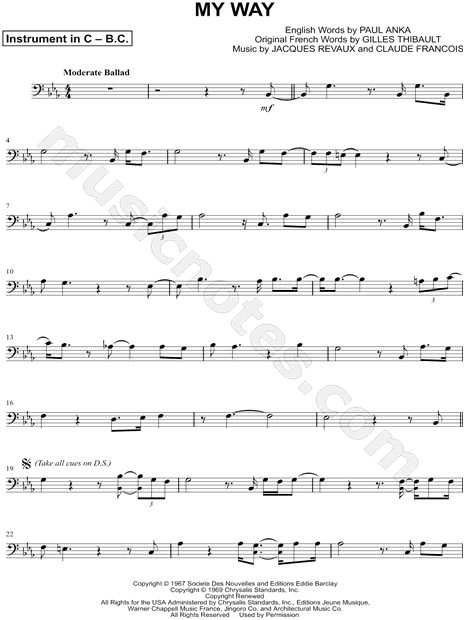 My Way - Bass Clef Instrument