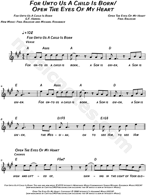 For Unto Us a Child Is Born / Open the Eyes of My Heart