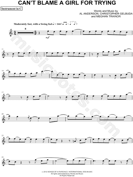Can't Blame a Girl for Trying - C Instrument