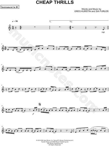 Cheap Thrills - Bb Instrument