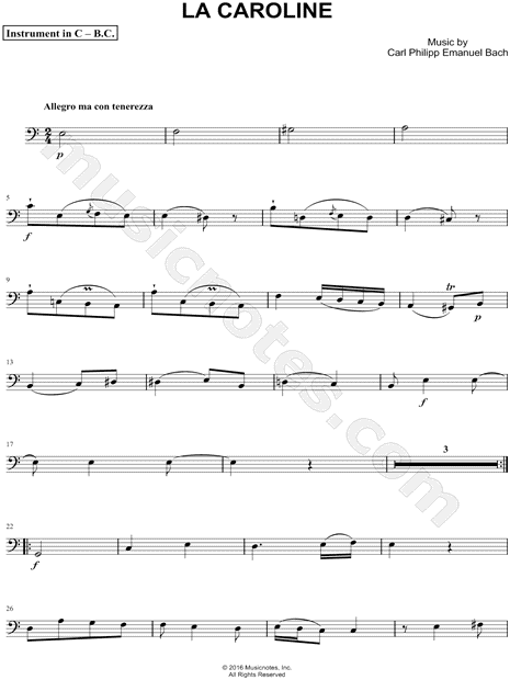 La Caroline, H. 98 - Bass Clef Instrument