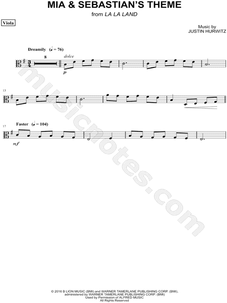 Mia & Sebastian's Theme - Viola