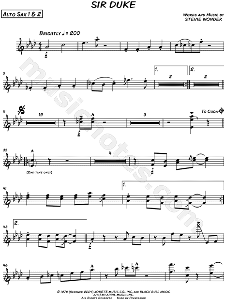 Sir Duke - Alto Sax 1 & 2 parts