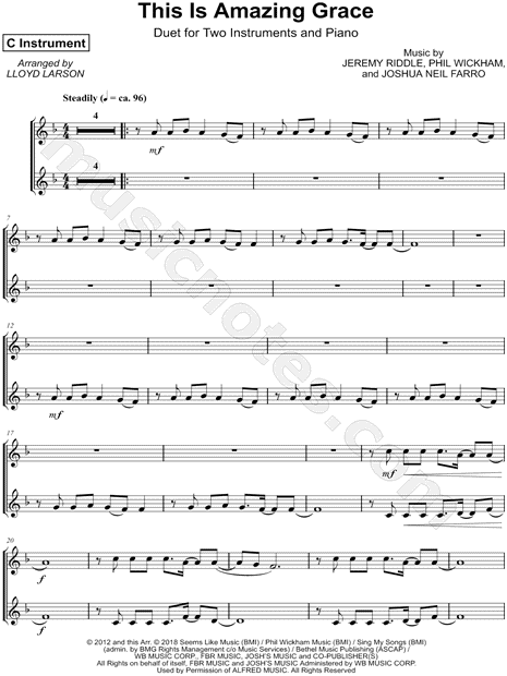 This Is Amazing Grace - C Instrument Duet