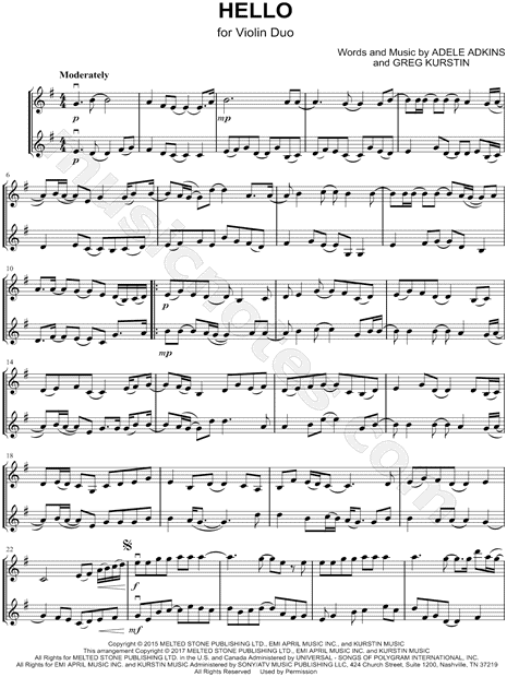 Hello - Violin Duet