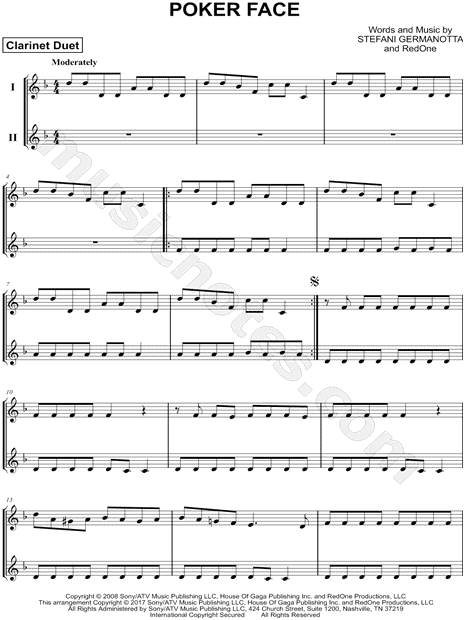 Poker Face - Clarinet Duet
