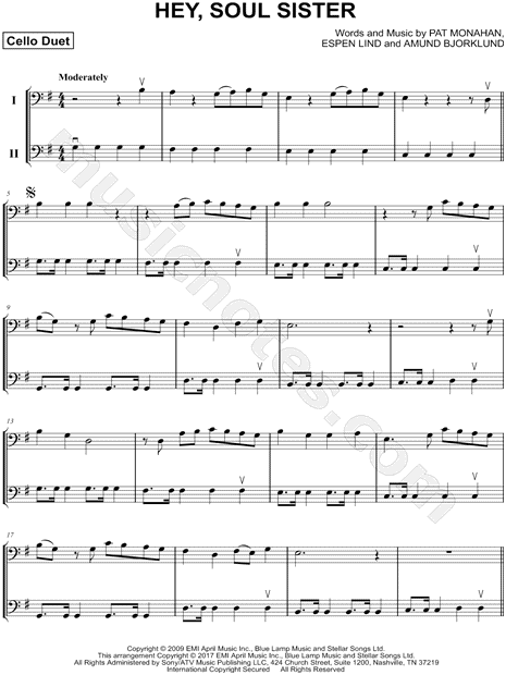 Hey, Soul Sister - Cello Duet