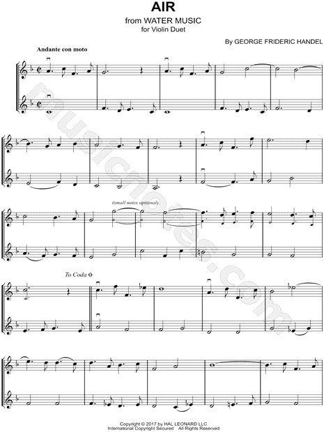 Air from Water Music - Violin Duet