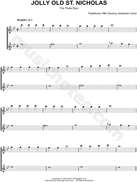 Jolly Old St. Nicholas - Flute Duet