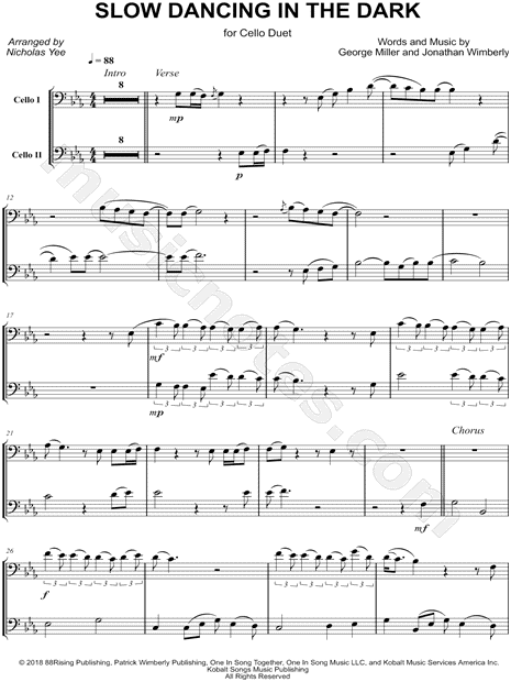 SLOW DANCING IN THE DARK - Cello Duet