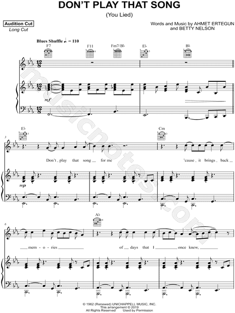 Don't Play That Song (You Lied)