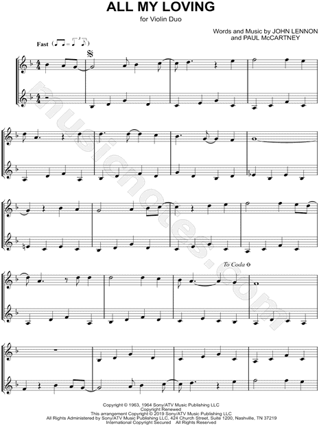 All My Loving - Violin Duet