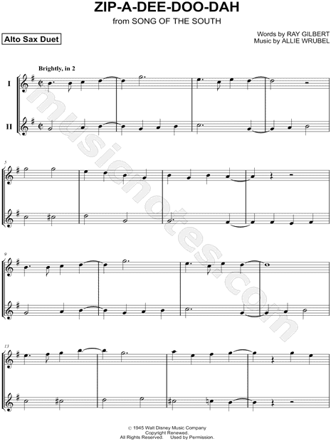 Zip-a-Dee-Doo-Dah - Alto Saxophone Duet