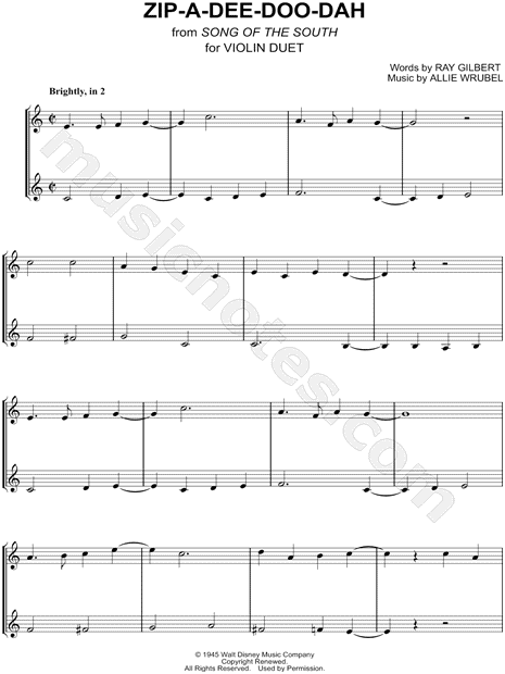 Zip-a-Dee-Doo-Dah - Violin Duet