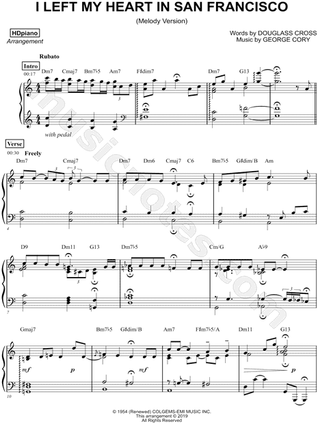 I Left My Heart in San Francisco [melody version]