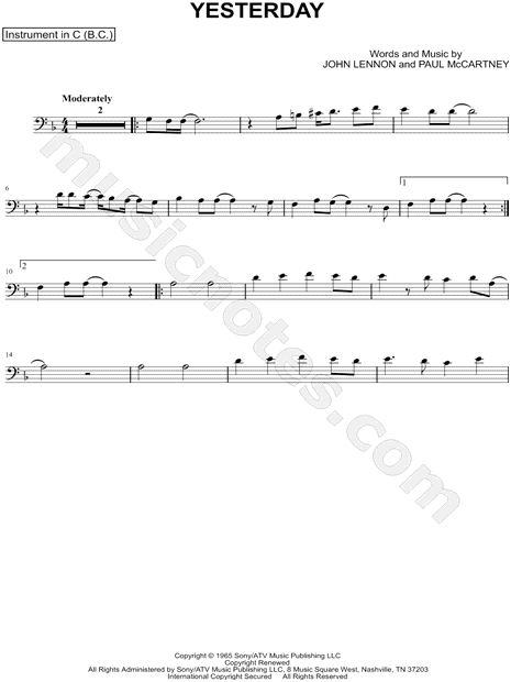 Yesterday - Bass Clef Instrument
