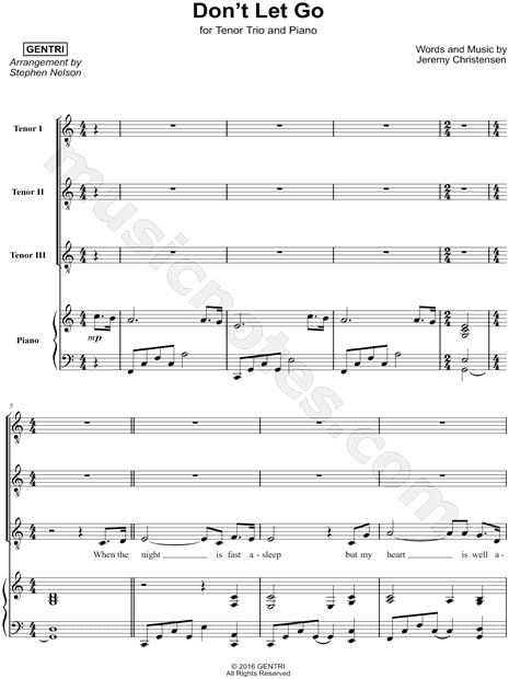 Don't Let Go - Tenor Trio & Piano