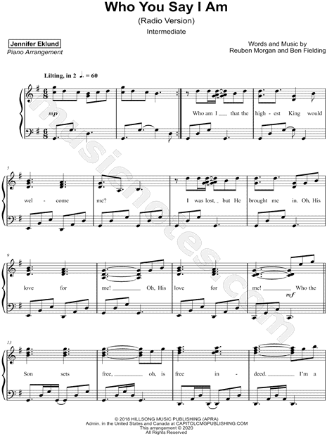 Who You Say I Am (Radio Version) [intermediate]